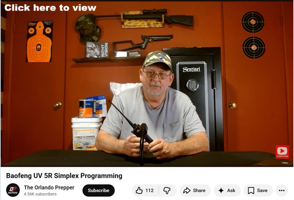 link to video about programing a Baofeng type radio for simplex