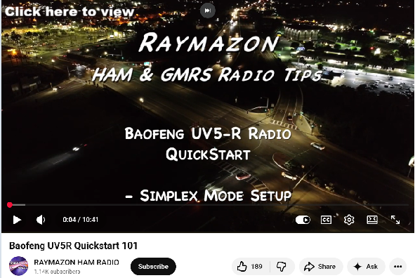 link to video about programing a Baofeng type radio for simplex