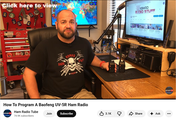 link to video about programing a Baofeng type radio for simplex